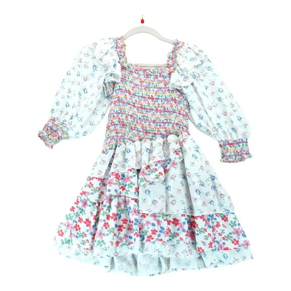 Yvonne & Love Girls Abstract Print Long Straight DRESS‎ Floral Print Size (8-10) - Picture 2 of 6